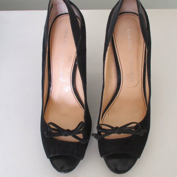 Marc Fisher "Violat" Womens Black Suede .5" Platform Peep w/3.5" Heel- Size 8.5M - Picture 7 of 11